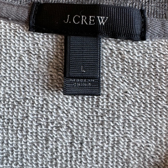 J. Crew Grey Sweater Pleated Ruffle Hem Navy Blue Women’s Size Large - Picture 4 of 11